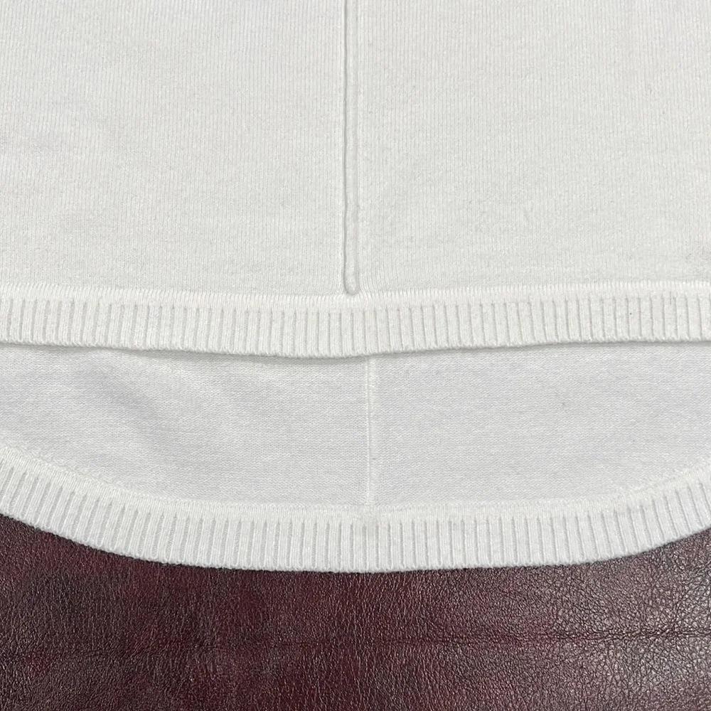 French Connection Off-White Exposed Seam Knit Jewel Neck Tunic Sweater - Size 1X